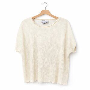 LANA LEE | Butter Yellow Crinkle Short SLeeve Top - XL